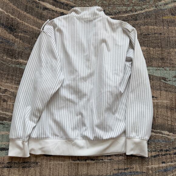 Men's Vintage Y2k Avirex White Pinstriped Zip Up Sweatshirt Jacket Sz 2XL XXL - Picture 7 of 7